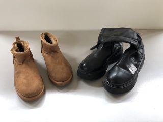 2 X WOMEN'S FOOTWEAR ITEMS INC BROWN BOOTS (SIZE 5)