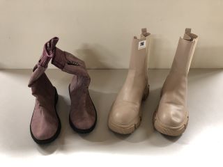 2 X MIXED WOMEN'S FOOTWEAR INC SCHUH CREAM BOOTS (SIZE 7)