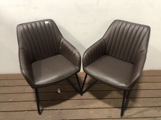 2X ASSORTED DINING CHAIRS TO INCLUDE BROWN ARMCHAIR AND DARK BROWN CHAIR RRP £250
