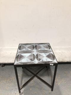 MADRIGAL SQUARE SIDE TABLE WITH PRINTED GLASS (L/W: 50 D: 50 H: 56) - RRP £326