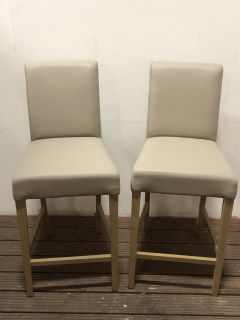 1X JOHN LEWIS ANYDAY SLENDER TAUPE FAUX LEATHER SET OF 2 BAR STOOLS RRP £229