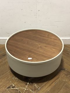 2 X JOHN LEWIS TABLES TO INCLUDE BENCH STYLE WOODEN AND ROUND WITH STORAGE APPROX RRP £399