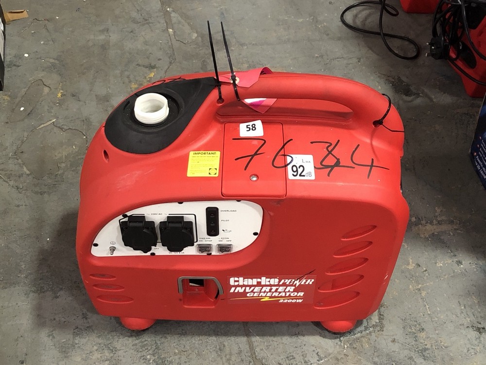 John Pye Auctions CLARKE POWER INVERTER GENERATOR 2200W RRP £514