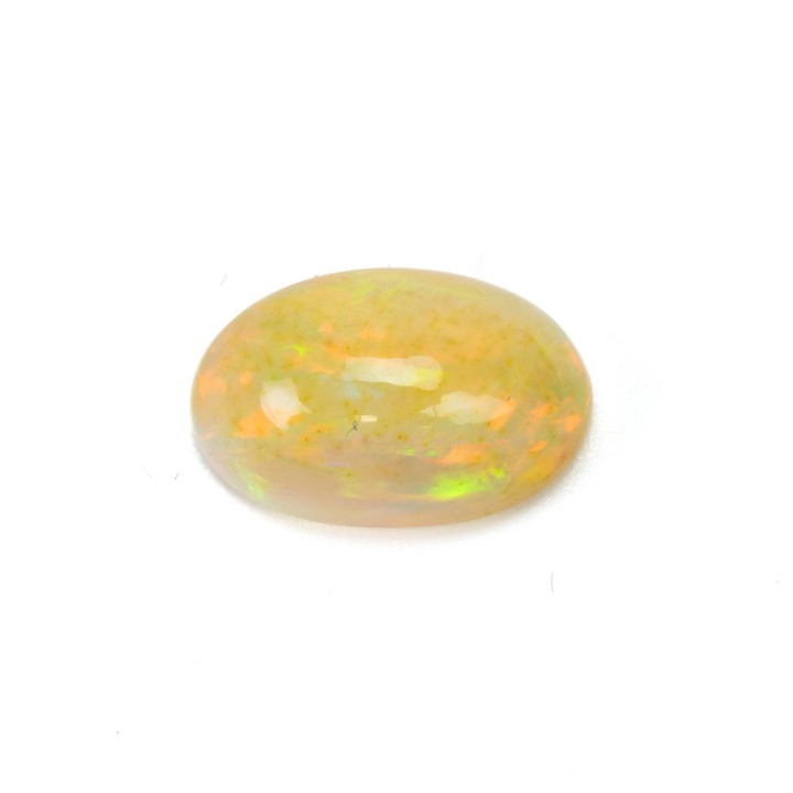 1.68ct Natural Rainbow White Ethiopian Opal Cabochon Oval-cut Single Gemstone, 10x8mm