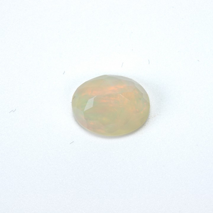 2.84ct Natural Rainbow White Ethiopian Opal Cabochon Oval-cut Single Gemstone, 12.3x8.1mm