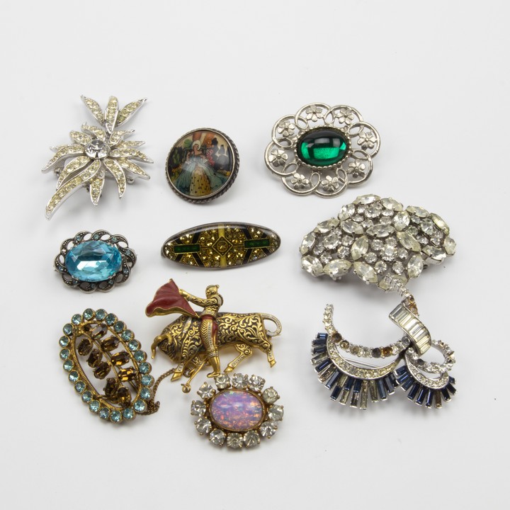 Metal and Stone Selection of Ten Brooches (VAT Only Payable on Buyers Premium)