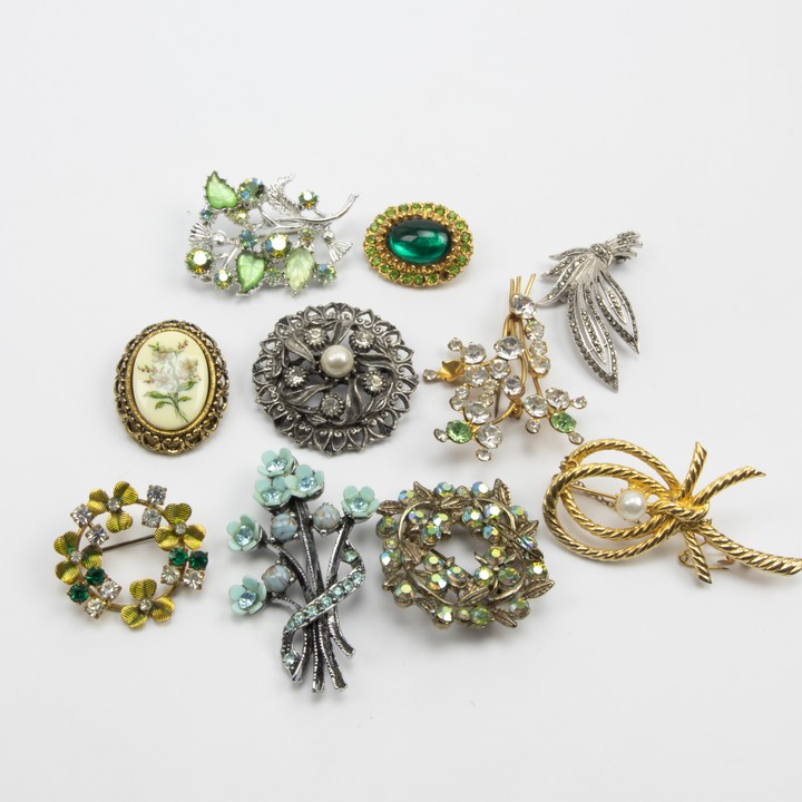 Metal and Stone Selection of Ten Brooches (VAT Only Payable on Buyers Premium)