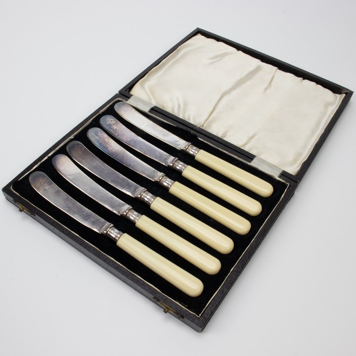 Electroplated Nickel Silver Set of Six Butter Knives, Boxed (VAT Only Payable on Buyers Premium)