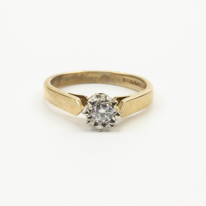 9ct Yellow and White Gold 0.25ct Diamond Illusion Set Ring, Size L½, 2.7g. Colour F, Clarity VS1.  Auction Guide: £400-£500 (VAT Only Payable on Buyers Premium)