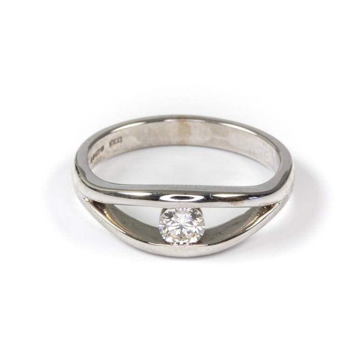 Ingle and Rhode 18ct White Gold 0.24ct Diamond Single Stone Double Band Ring, Size N, 4.2g. Colour H, Clarity Si1.  Auction Guide: £550-£750