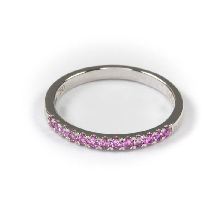 18ct White Gold 0.22ct Pink Sapphire Half Eternity Ring, Size M, 2.1g.  Auction Guide: £350-£450