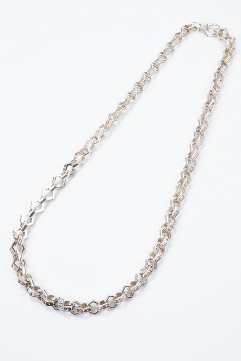 Silver Patterned Hexagon Link Chain, 70cm, 103.3g (VAT Only Payable on Buyers Premium)
