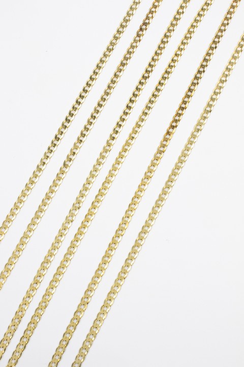 Silver Gold Plated Selection of Three Curb Chains, 40 and 50cm, total weight 22.2g (VAT Only Payable on Buyers Premium)