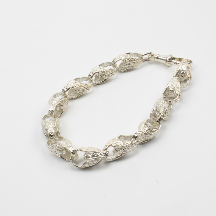 Silver Patterned Link Bracelet, 21cm, 19.5g (VAT Only Payable on Buyers Premium)