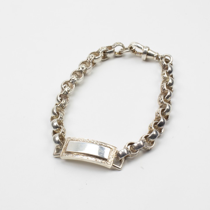 Silver Patterned Belcher ID Bracelet, 19cm, 14.5g (VAT Only Payable on Buyers Premium)