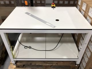 WHITE TABLE WITH WHEELS AND EMERGENCY STOP BUTTON RRP £400