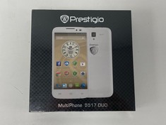 PRESTIGIO MULTIPHONE PSP5517 DUO 5GB SMARTPHONE IN WHITE: MODEL NO PSP5517 DUO (BATTERY, USB CABLE AND BOX). (SEALED UNIT). [JPTZ5157]