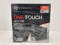 SEAGATE ONE TOUCH WITH HUB EXTERNAL STORAGE (ORIGINAL RRP - €654.00) IN BLACK: MODEL NO STLC16000400 (16 TB STORAGE - USB-C, USB 3.0 COMPATIBLE). (SEALED UNIT). [JPTZ5185]