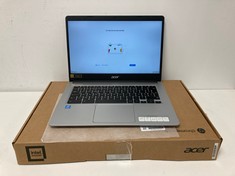 ACER CHROMEBOOK 314 N19Q2 50 GB LAPTOP (ORIGINAL RRP - €225.25) IN SILVER: MODEL NO CB314-1HT-P2DF (WITH BOX AND CHARGER, KEYBOARD WITH FOREIGN LAYOUT). INTEL PRENTIUM SILVER N5030, 4 GB RAM, 13.73"