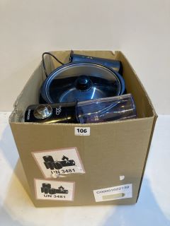 BOX OF KITCHEN ITEMS INC SLOW COOKER