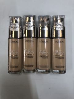 4 X LOREAL TRUE MATCH SUPER BLENDABLE FOUNDATION 1.N IVORY