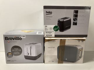 3 X ASSORTED TOASTERS TO INCLUDE BREVILLE