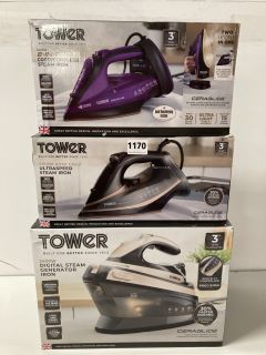 3 X TOWER IRONS TO INCLUDE ULTRASPEED STEAM IRON