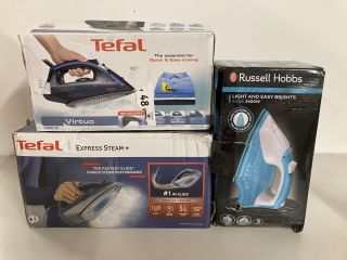 3 X ASSORTED IRONS TO INCLUDE TEFAL