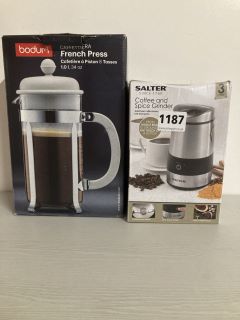 2 X ASSORTED ITEMS TO INCLUDE SALTER COFFEE AND SPICE GRINDER
