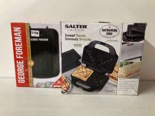 2 X ASSORTED ITEMS TO INCLUDE GEORGE FOREMAN FIT GRILL