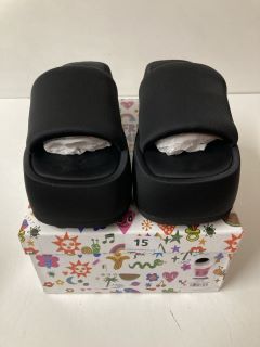 PAIR OF JEFFREY CAMPBELL TXT ME BLOCK SANDALS IN BLACK - SIZE 9 - RRP $148