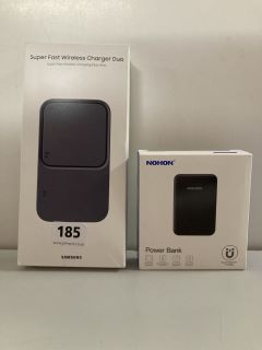 2 X ASSORTED ITEMS TO INCLUDE SAMSUNG SUPERFAST WIRELESS CHARGER DUO