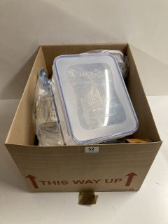 BOX OF ASSORTED ITEMS TO INCLUDE LOCK & LOCK PLASTIC FOOD STORAGE CONTAINERS