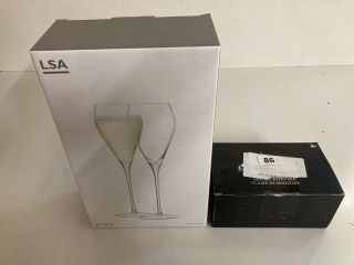 2 X ASSORTED ITEMS TO INCLUDE LSA 2 PIECE SET OF HANDMADE WINE GLASSES