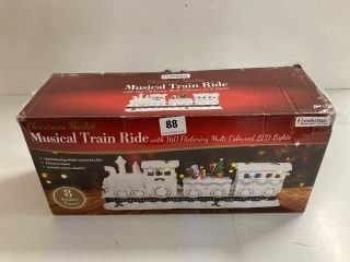 CHRISTMAS MARKET MUSICAL TRAIN RIDE WITH 160 FLICKERING MULTI COLOURED LED LIGHTS