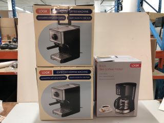 2 X LOGIK ESPRESSO COFFEE MACHINES AND ONE OTHER