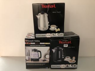 3 X KETTLES TO INCLUDE TEFAL AND RUSSEL HOBBS