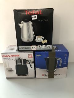 3 X ASSORTED KETTLES TO INCLUDE TEFAL AND MORPHY RICHARDS