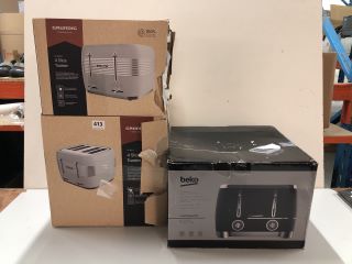 2 X GRUNDIG FOUR SLICE TOASTERS AND A BEKO FOUR SLICE TOASTER