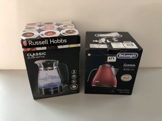 DELONGHI ICONA KETTLE AND A RUSSELL HOBBS KETTLE