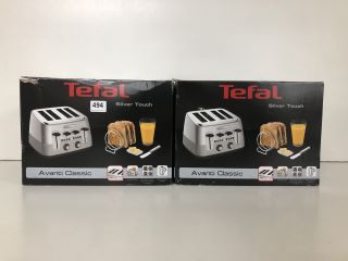 2 X TEFAL SILVER TOUGH FOUR SLICE TOASTERS