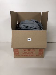 A BOX OF ASSORTED CLOTHING TO INCLUDE SOHO TROUSERS SIZE 8