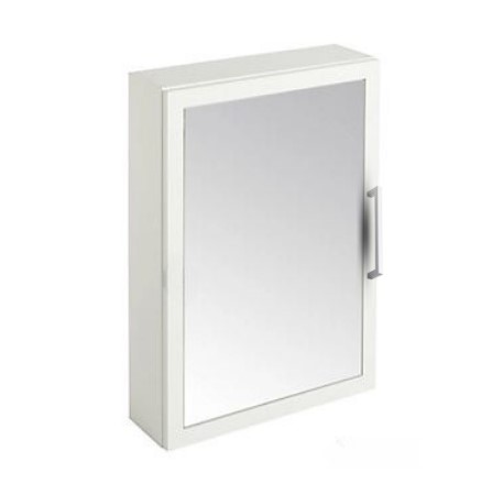 FRAMED SINGLE DOOR WALL HUNG MIRRORED BATHROOM CABINET IN WHITE GLOSS RRP £120