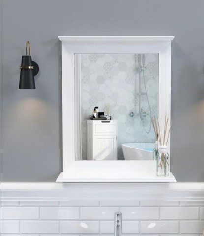 WALL HUNG SINGLE MIRRORED BATHROOM SHELF IN WHITE RRP £150