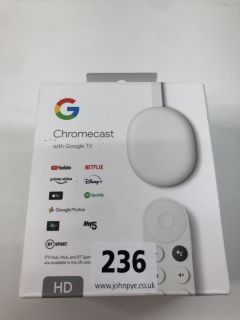 GOOGLE CHROMECAST STREAMING DEVICE IN WHITE. (WITH BOX & ACCESSORIES)  [JPTN38449]