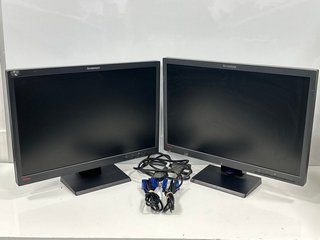 2X LENOVO THINKVISION 22" L2250P MONITORS IN BLACK (WITH TWIN POWER CABLE AND VGA LEADS) [JPTM114005]