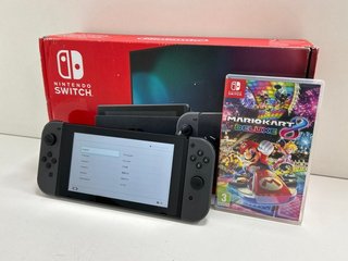 NINTENDO SWITCH 32GB GAMES CONSOLE IN GREY: MODEL NO HAC-001(-01, WITH ACCESSORIES AS PHOTOGRAPHED, TO INCLUDE MARIO KART 8 DELUXE) [JPTM113749]