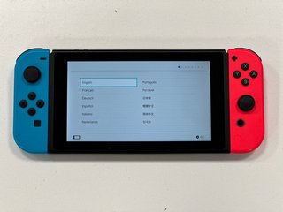 NINTENDO SWITCH 32GB GAMES CONSOLE IN NEON BLUE & NEON RED: MODEL NO HAC-001(-01, WITH BOX & ALL ACCESSORIES, TO INCLUDE MARIO KART 8 DELUXE) [JPTM113738]
