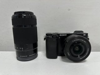 SONY A6000 24.3 MEGAPIXELS MIRRORLESS CAMERA IN BLACK: MODEL NO ILCE-6000 WITH SONY E 16-50MM F3.5-5.6 OSS & SONY E 55-210MM F4.5-6.3 OSS LENS (BOXED WITH BATTERY, CHARGER & STRAP) [JPTM113730]