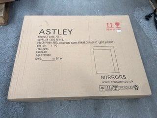 ASTLEY KEEL CHAMPAGNE SILVER MIRROR CORNER FRAME - TOP LEFT/BOTTOM RIGHT - MODEL 7051 - RRP £136.99: LOCATION - D3